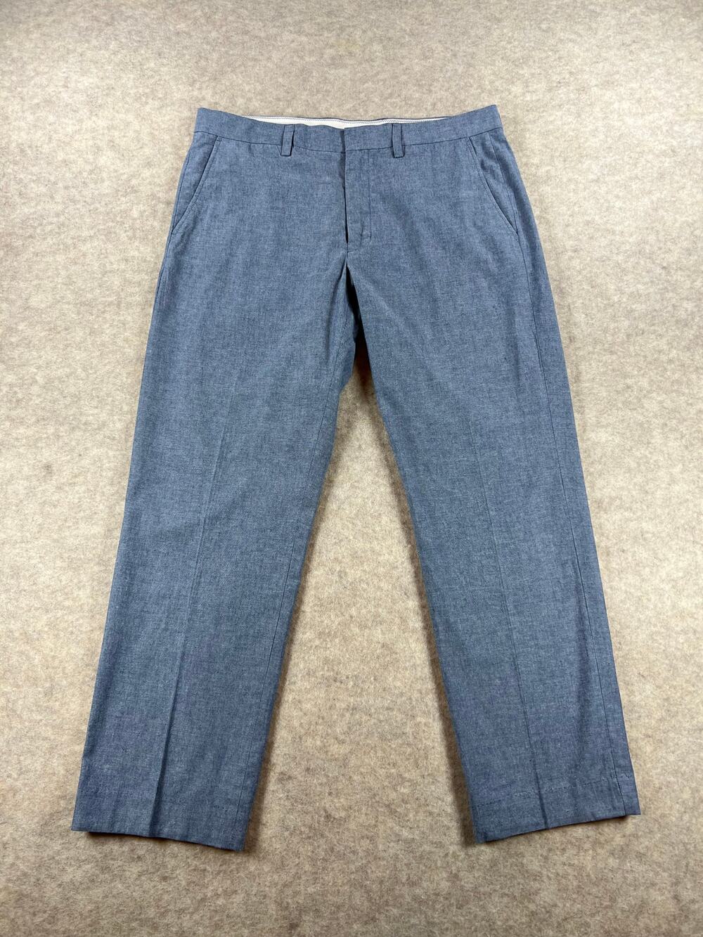 J. Crew Factory Men's Bedford Chambray Blue Dress Pants Size 34x30 (35x28.5)